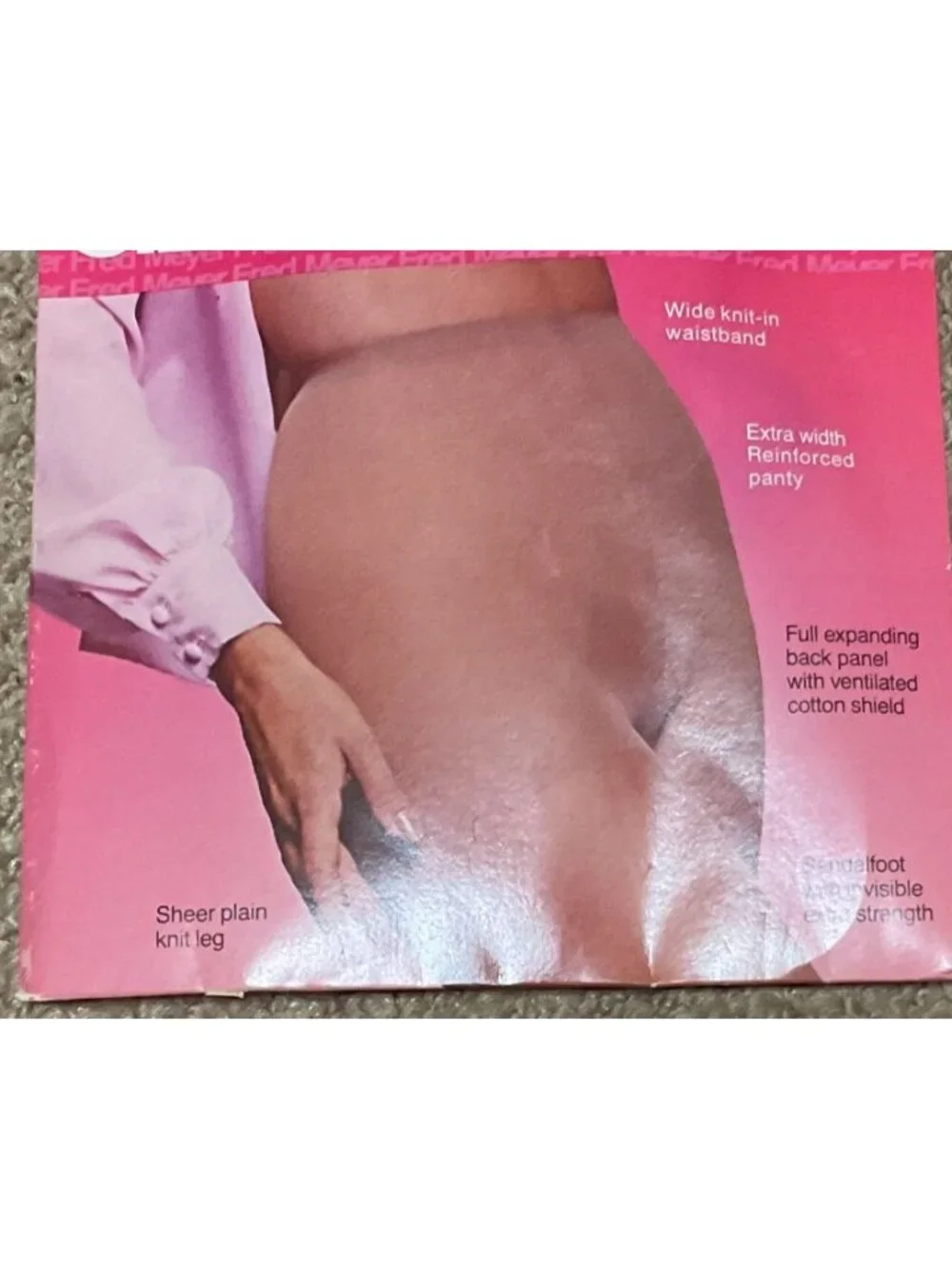 Vtg NIP Fred Meyer Queen Pantyhose 3X Navy Full Back Panel Vent Cotton Shield